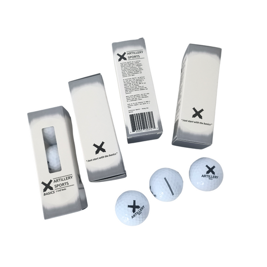 Artillery Basics Golf Balls - Angled view showing packaging details