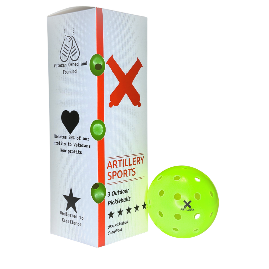 5-Star Series Outdoor Pickleballs box front with bright green pickleball