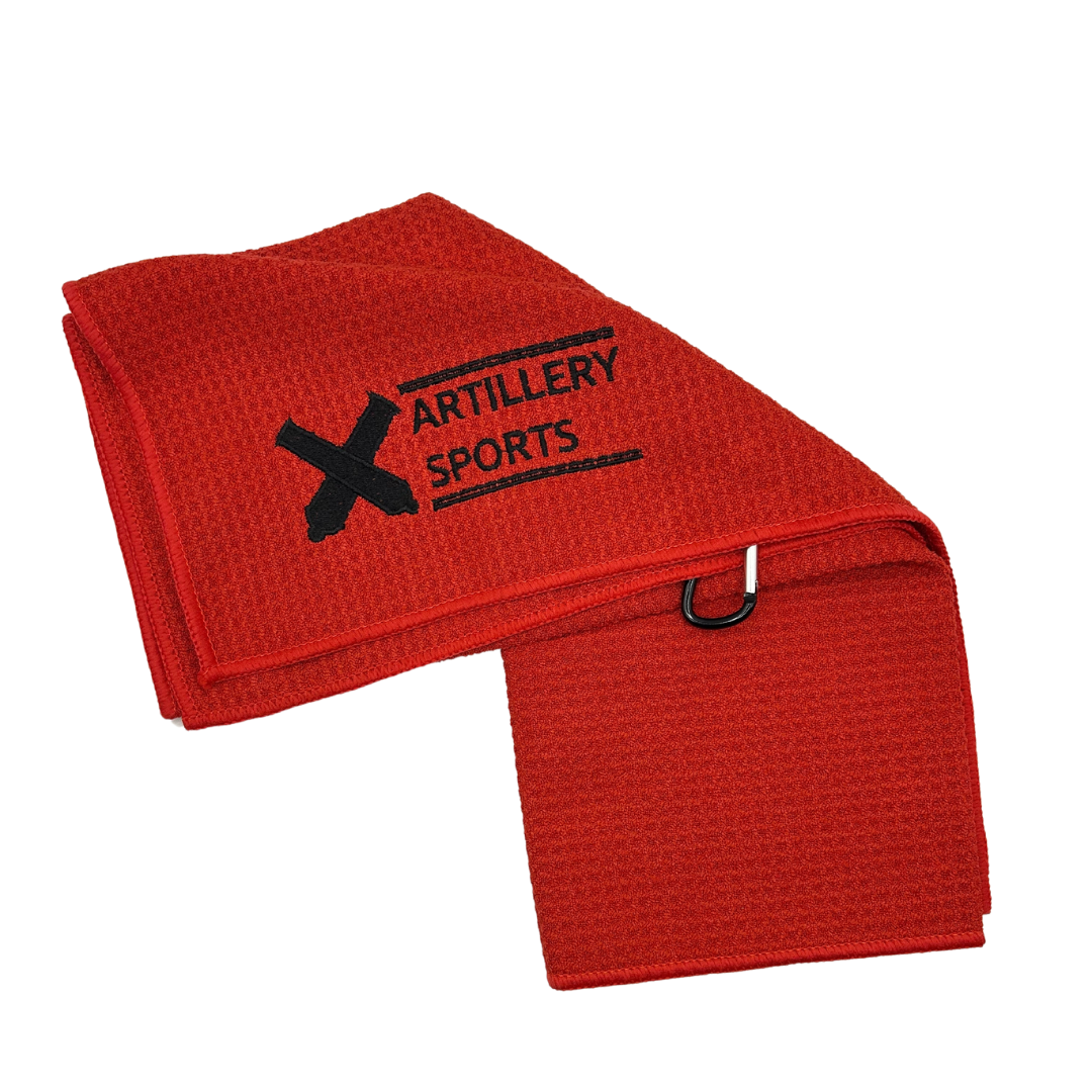 Artillery Sports Microfiber Golf Towel - Front view with logo